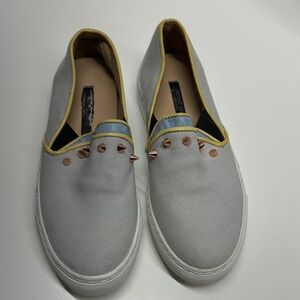 Ruthie Davis Italy Sneakers Slip On Laceless Shoes Studded Blue Size 37 US 7